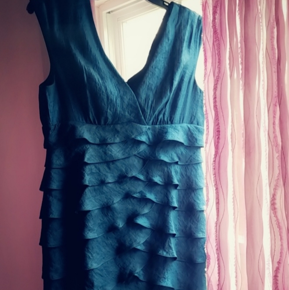 Classy Brilliant Blue Ruffled Dress